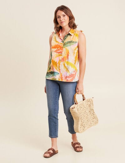 Chemise sans manches en coton multicolore femme