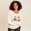 Pull col rond manches longues creme femme