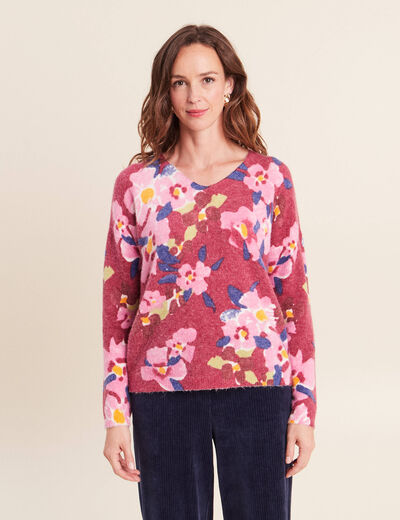 Pull manches longues rose femme