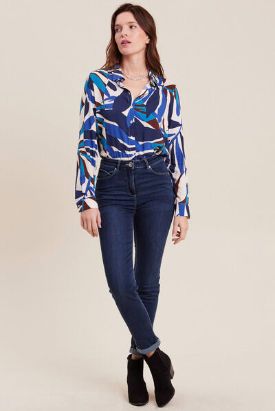 Chemise manches longues bleu femme