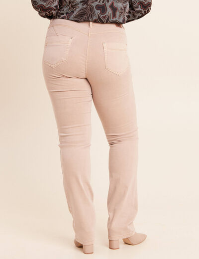Jean coupe droite taille haute denim beige femme
