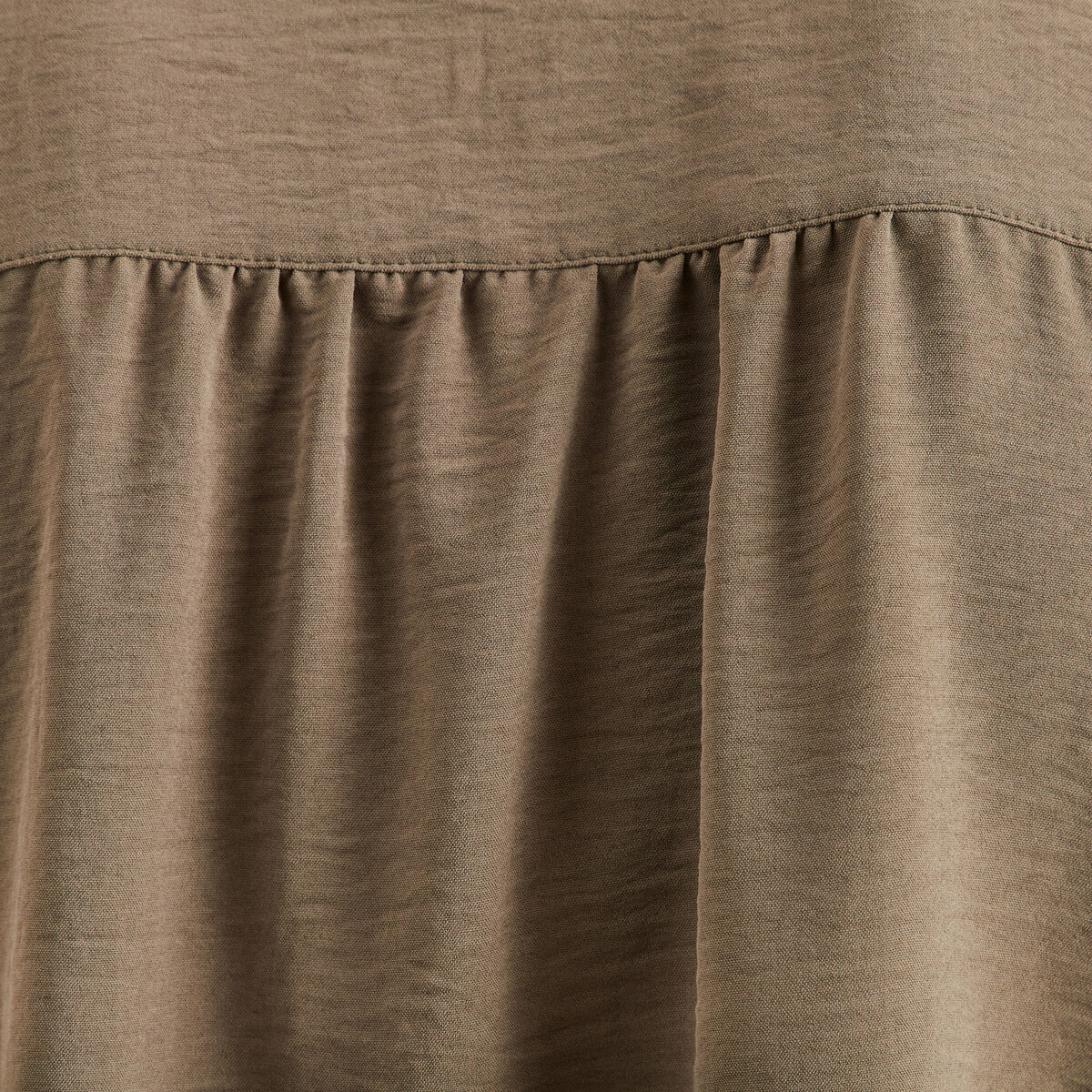 Blouse manches longues col ras du cou vert kaki femme