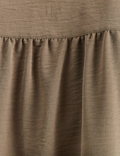 Blouse manches longues col ras du cou vert kaki femme