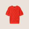 Pull droit court manches courtes orange fonc&eacute; femme
