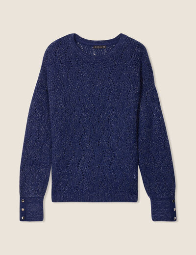 Pull manches longues bleu foncé femme