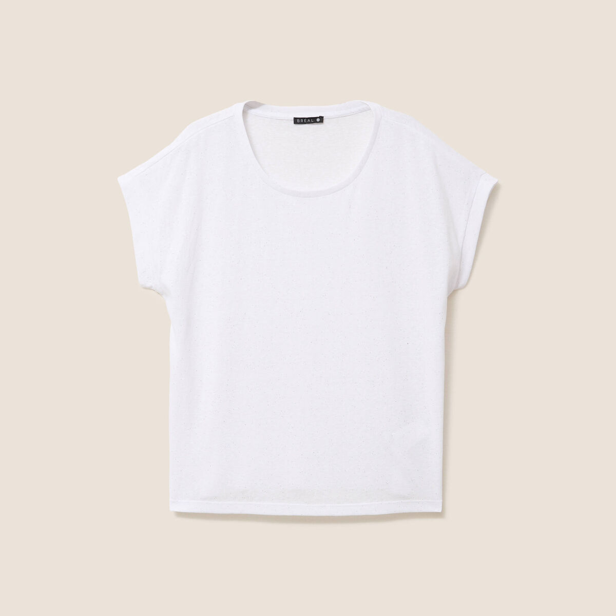 T-shirt &agrave; paillettes manches courtes blanc femme