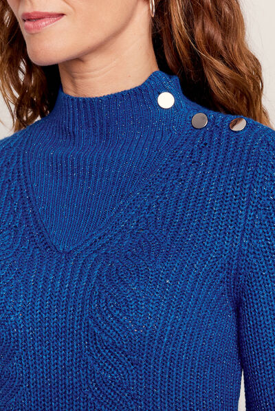 Pull manches longues bleu electrique femme