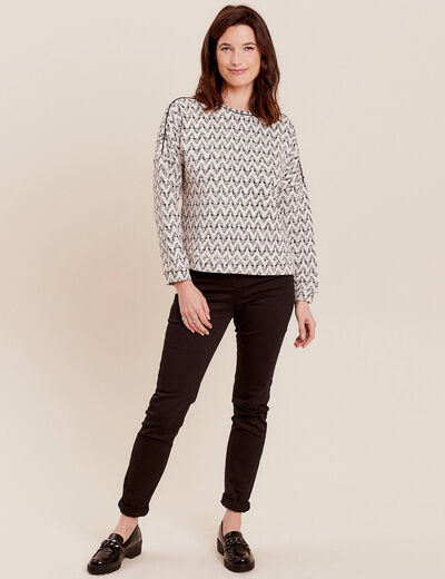 T-shirt manches 3/4 noir femme