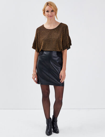 Jupe Droite Noire Femme H&M Taille 40/L - Coton élasthanne, Longueur Genou - Occasion Parfait état