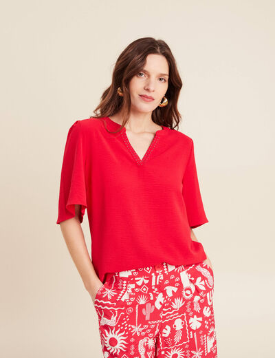T-shirt manches courtes rouge femme