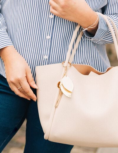Sac cabas détail pampille sable femme