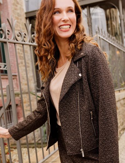 Veste cintrée zippée couleur cuivre femme