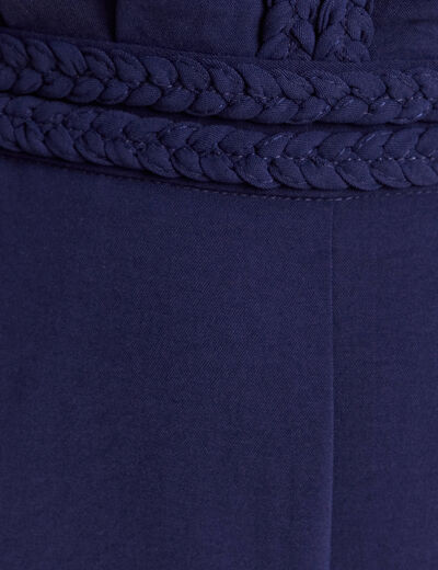 Combinaison large col v manches courtes bleu marine femme