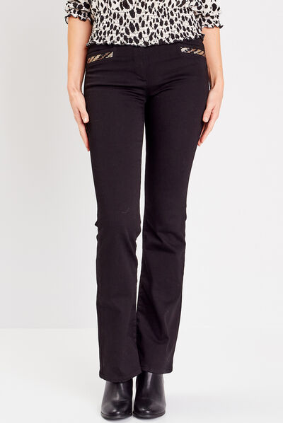 Pantalon bootcut avec sequins noir femme