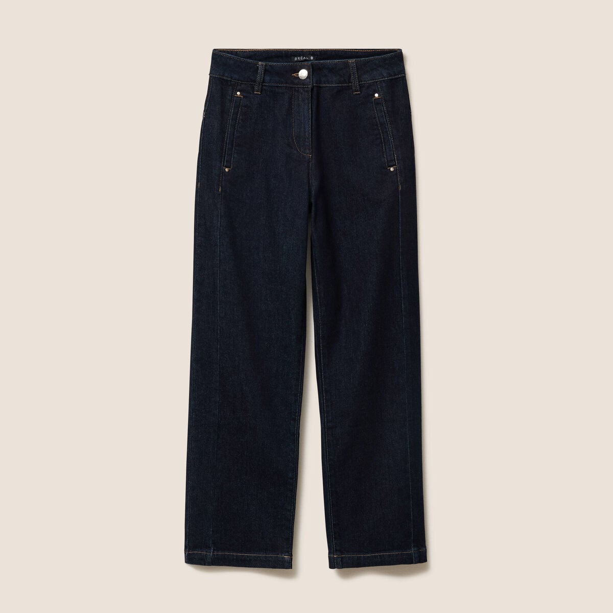 Jean droit taille haute 7/8&egrave;me denim brut femme