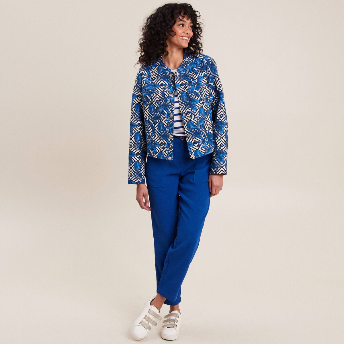 Pantalon urbain 7/8&egrave;me bleu electrique femme