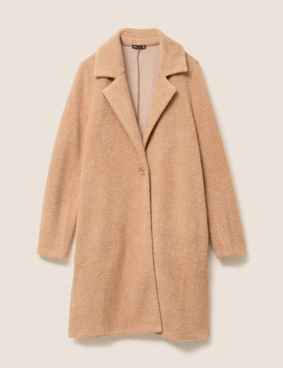 Gilet long boutonn&eacute; marron clair femme