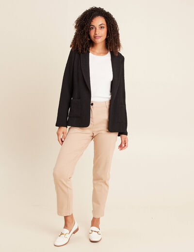 Pantalon boyfriend taille haute sable femme
