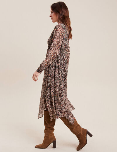 Robe longue évasée noir femme