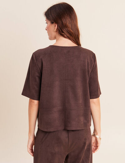 Top en suedine marron fonc&eacute; femme