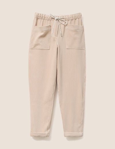 Pantalon coupe mom en velours sable femme