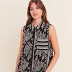 Chemise sans manches col chemise noir femme