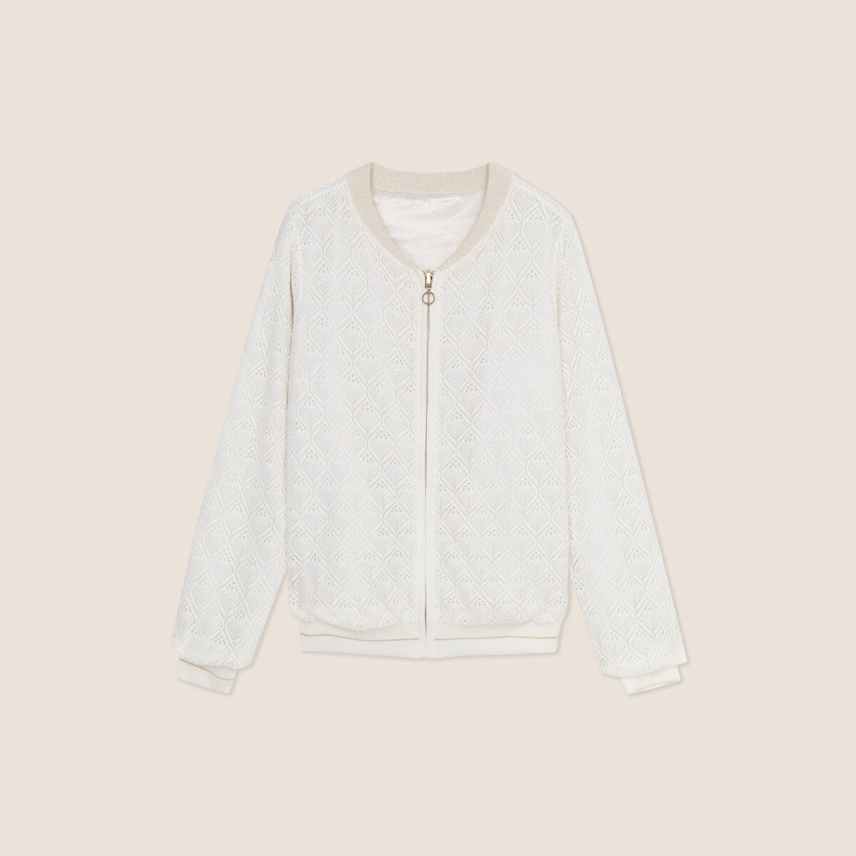 Gilet réversible ajouré ecru femme
