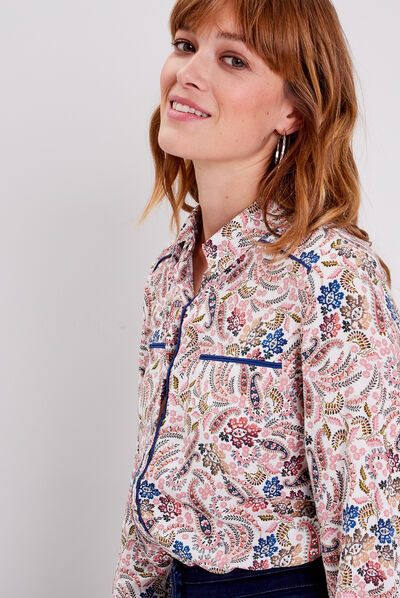 Chemise manches longues ecru femme