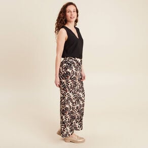 pantalon fluide taille haute marron fonce femme Pantalon fluide taille haute marron foncé femme