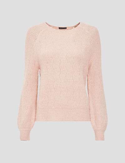Pull manches longues à sequins vieux rose femme
