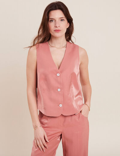 Gilet esprit barman sans manches terracotta femme