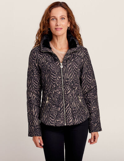 Doudoune déperlante droite zippée noir femme