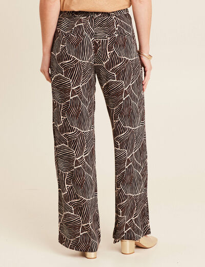 Pantalon large taille haute noir femme