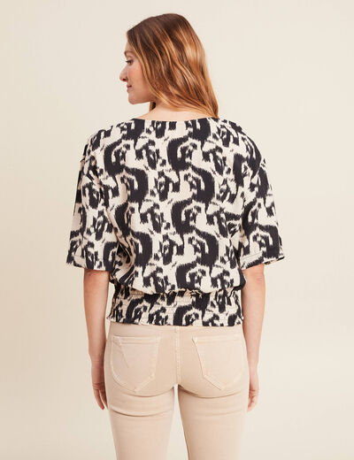 Blouse manches 3/4 noir femme