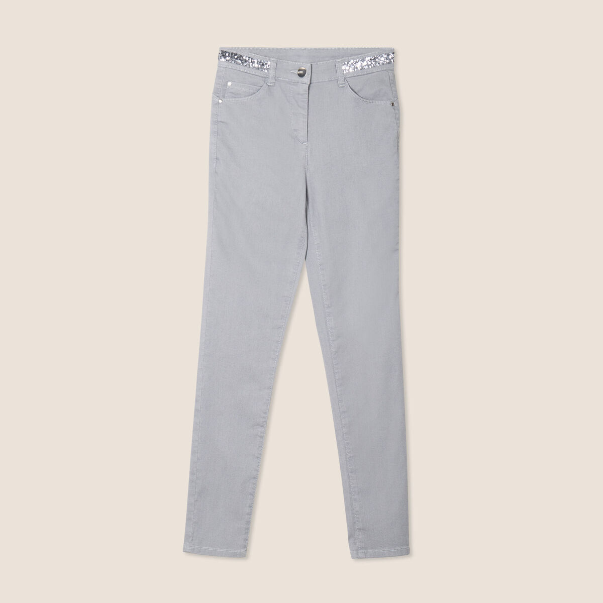 Pantalon magique Le L&eacute;ger coupe ajust&eacute;e denim gris clair femme