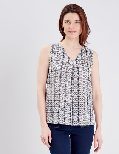 Blouse sans manches ecru femme