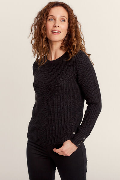 Pull manches longues noir femme