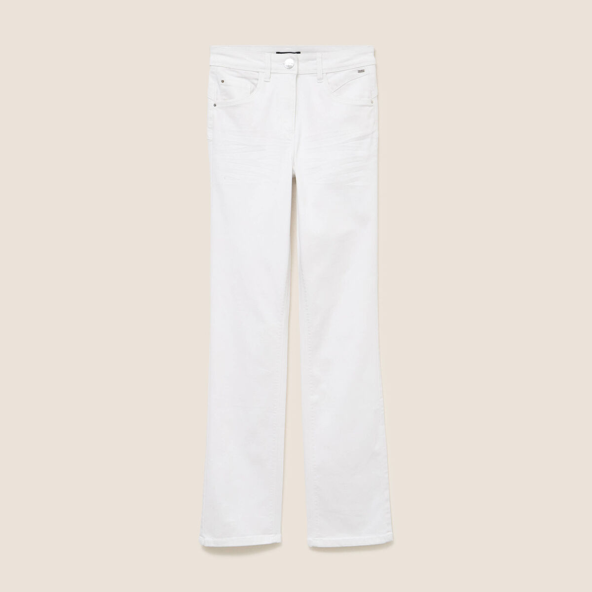 Jean coupe droite taille haute blanc femme