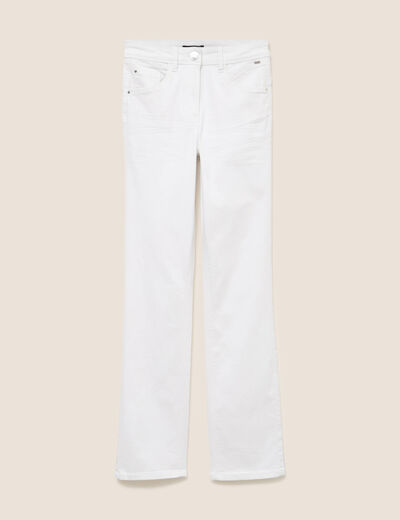 Jean coupe droite taille haute blanc femme
