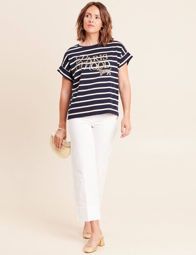 Jean coupe large 7/8&egrave;me blanc femme