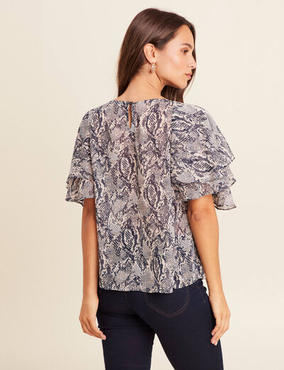 Blouse ample en voile doublée beige femme