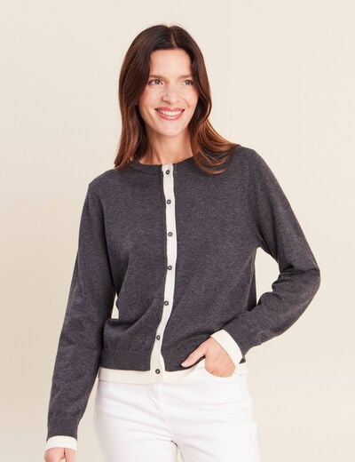 Gilet 2 en 1 col rond gris clair femme