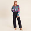 Pull col tunisien bleu femme