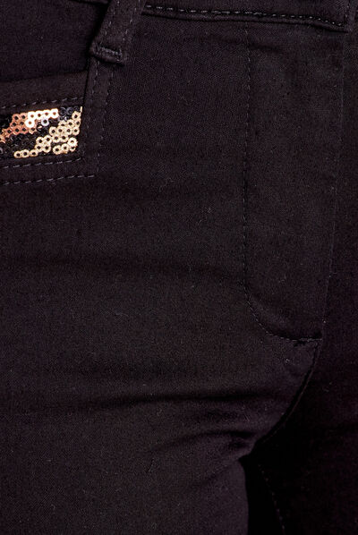Pantalon bootcut avec sequins noir femme