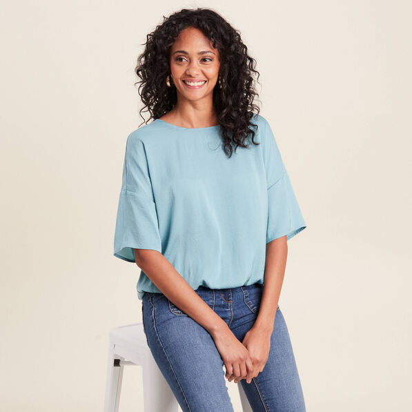 T-shirt manches courtes bleu gris femme