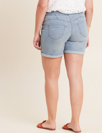 Short droit taille standard denim baby bleu femme