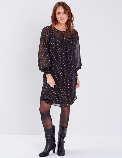Robe droite fluide noir femme