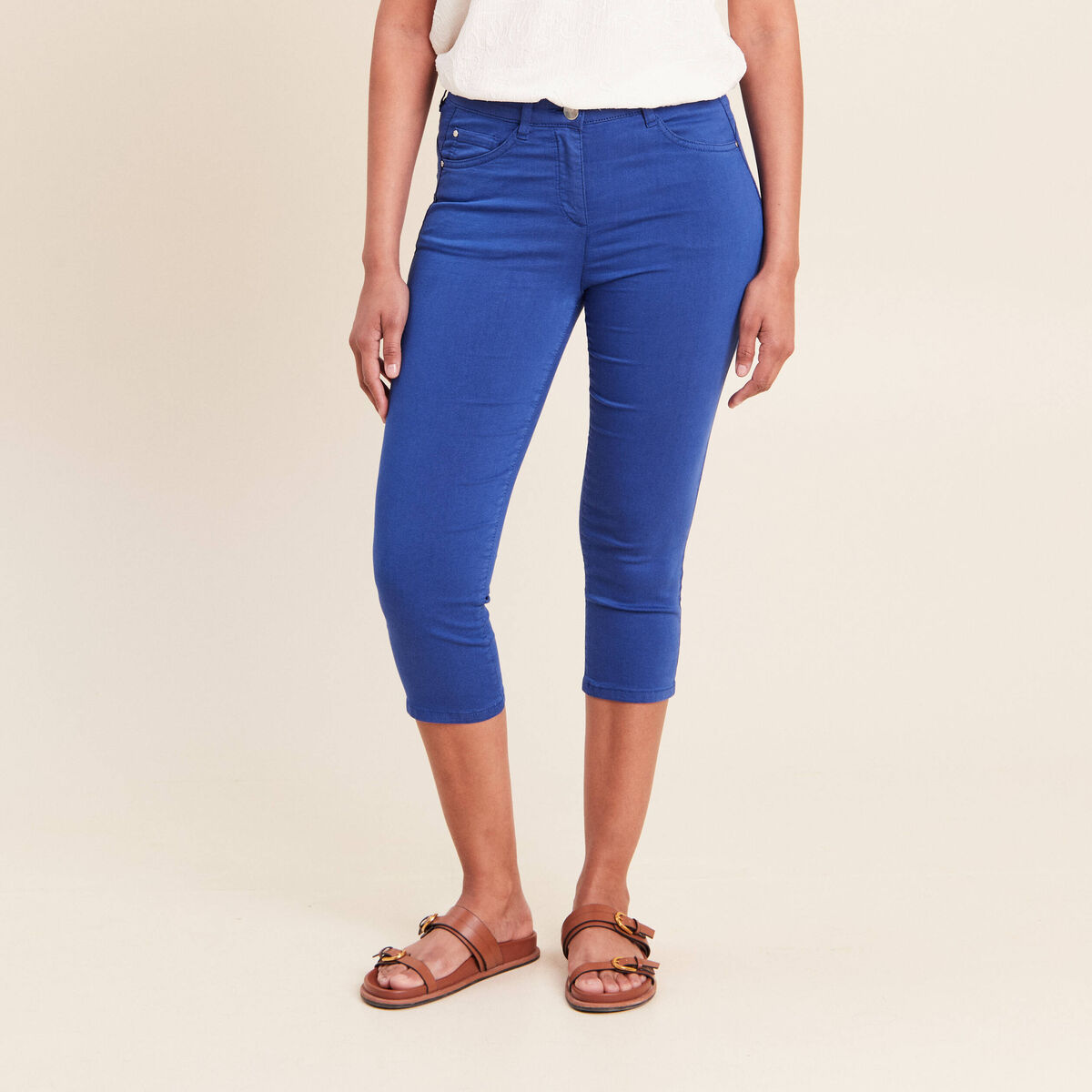 Pantacourt magique Le L&eacute;ger coupe droite bleu fonc&eacute; femme