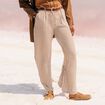 Pantalon large taille haute blanc femme