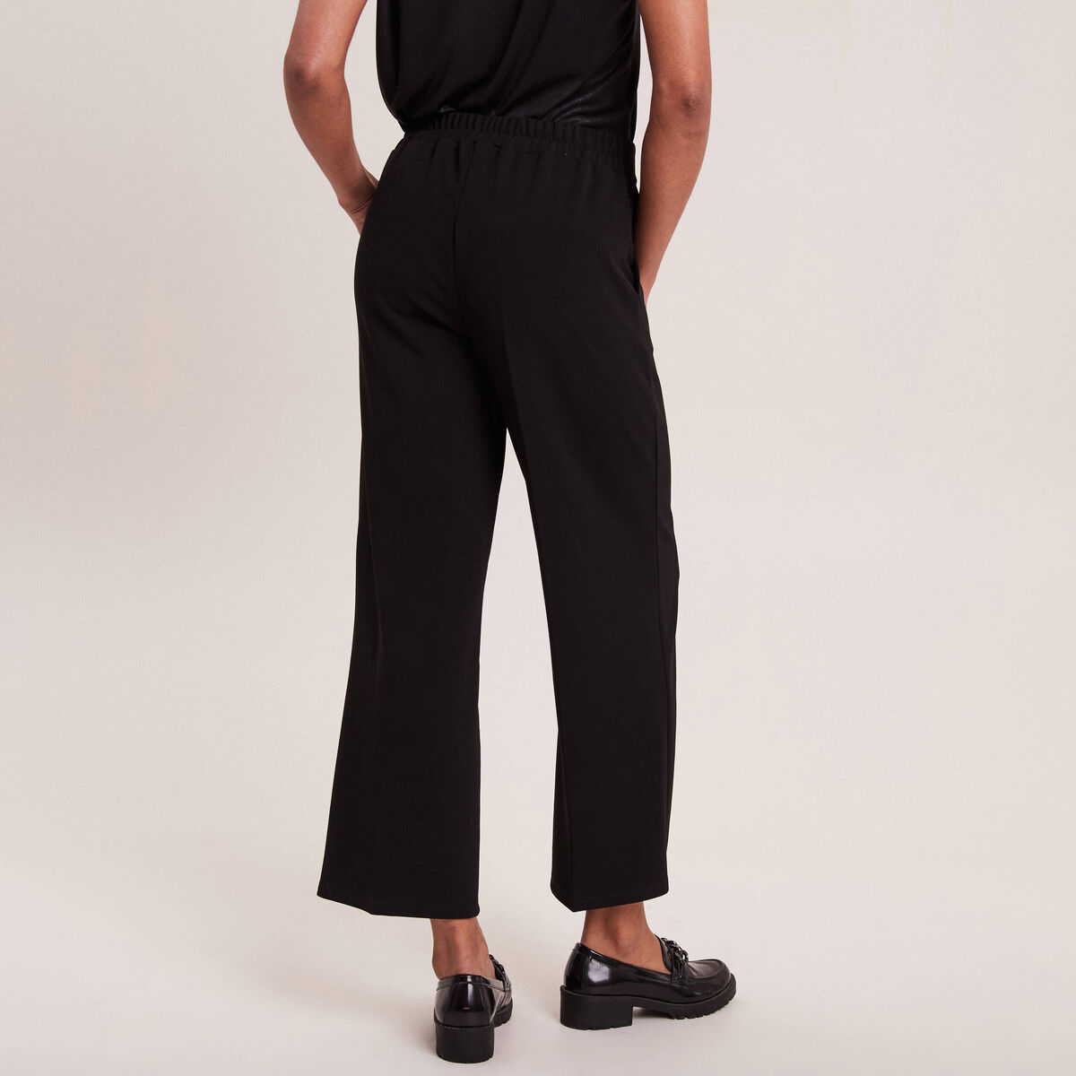 Pantalon coupe large &agrave; pinces noir femme